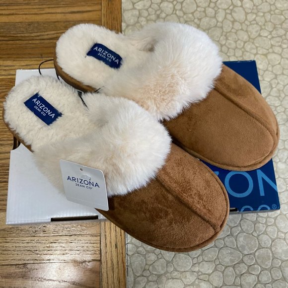 Arizona Womens Slip-On Slippers XL 11/12 Cognac - Picture 2 of 7